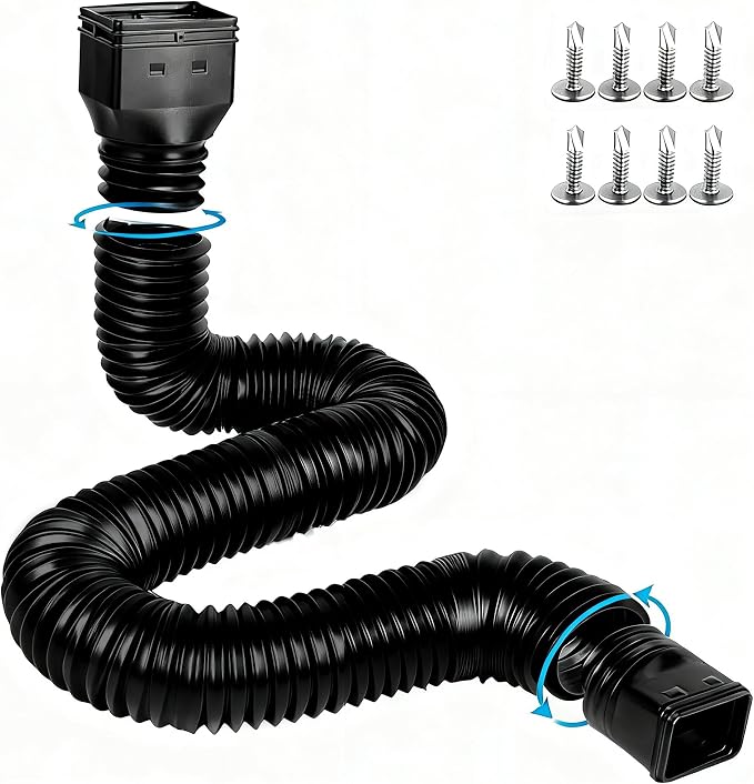 plusgutter 16.5ft Long Gutter Downspout Extensions Flexible, Down Spout Drain by plusgutter