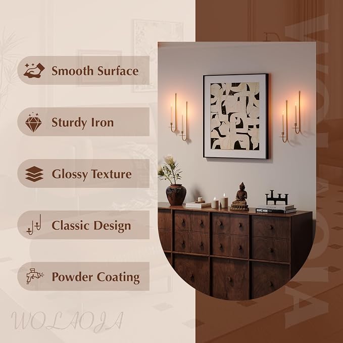 Metal Wall Candle Sconce Holder Set of 4 Wall Mount Candle Holder Pillar Holder - Image 2