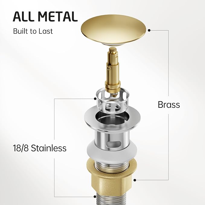 KES All Metal Bathroom Sink Drain - Image 2