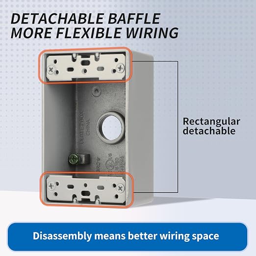 Weatherproof Outlet Box, Three 1/2 Inch Hole Outdoor Electrical Box | Aluminum - Image 4