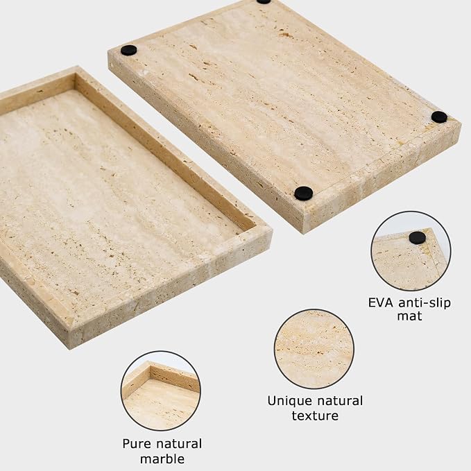 Travertine Tray, Bathroom Vanity Tray | Non-Ceramic/Non-Resin, marble perfume - Image 2