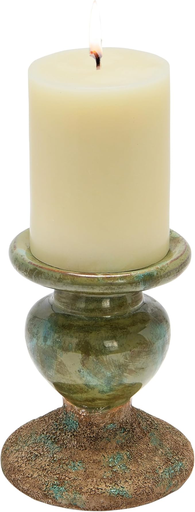 Creative Co-Op 2-Tone Sculptural Terracotta Pillar Candle Holder, Distressed - Image 8