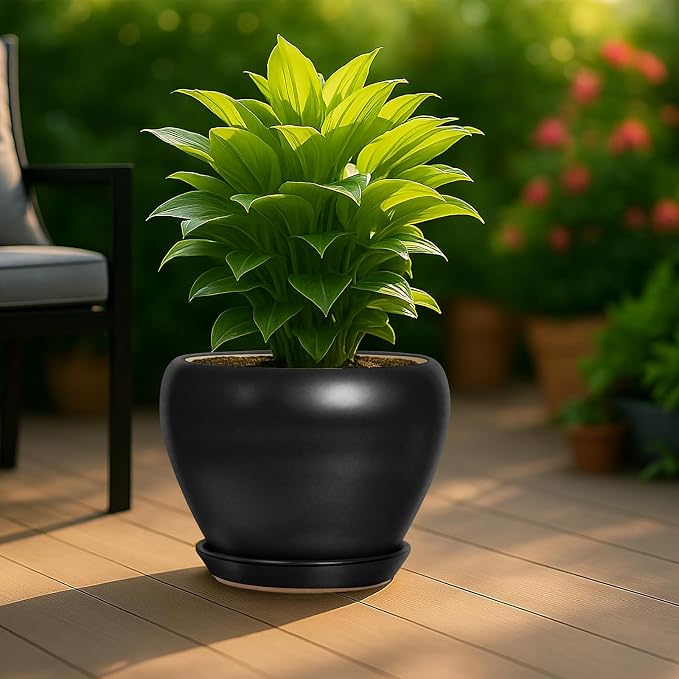 Deep Dream 10 Inch Plant Pot- Ceramic Planter Pot Round Plant Pots - Image 2