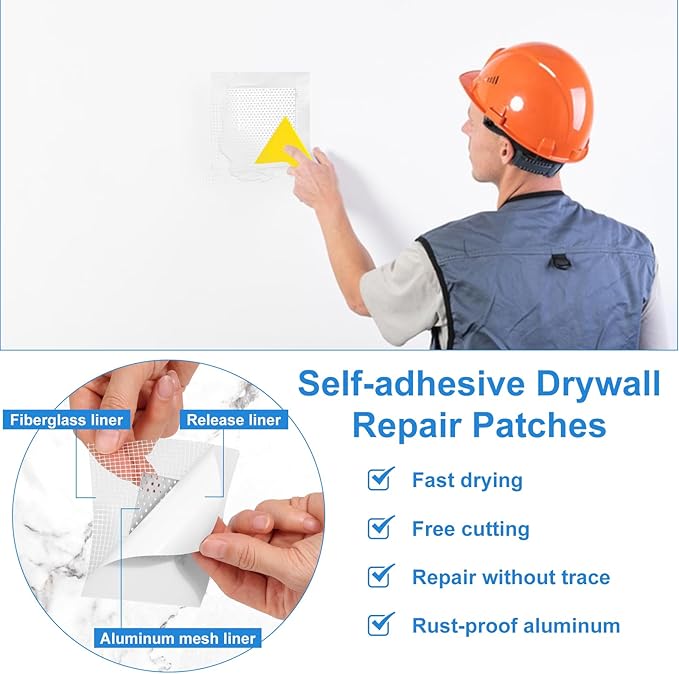 Dry Wall Patch Kits, Aluminum Spackle Wall Repair Patch Kit Fiber Mesh Plate - Image 5