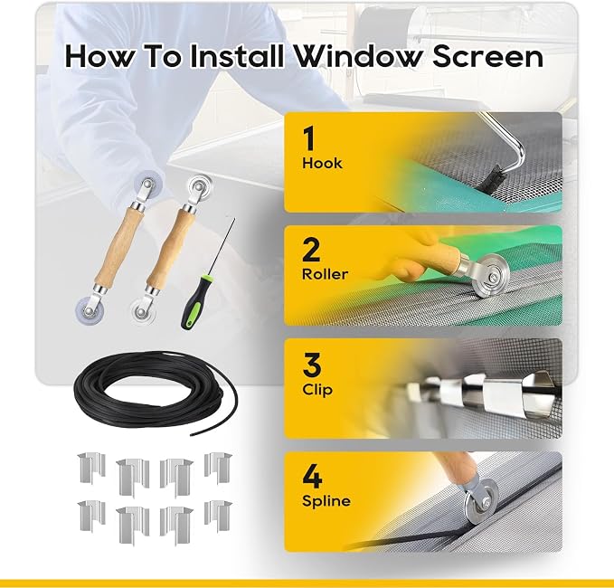 King&Charles Window Screen Replacement, 6in1 Window Screen Door Repair Kit | - Image 7