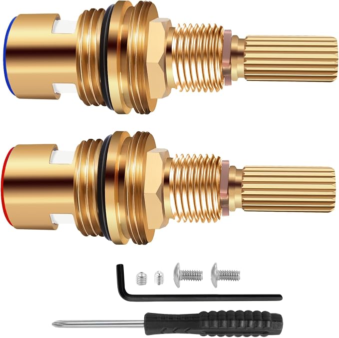 Brass 1-001 & Brass 1-002 Ceramic Valve Set，Replacement Hot Widespread by Unknown