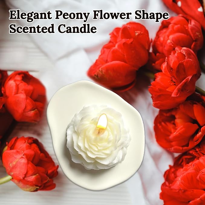 White Peony Flower Shape Candles - Image 2