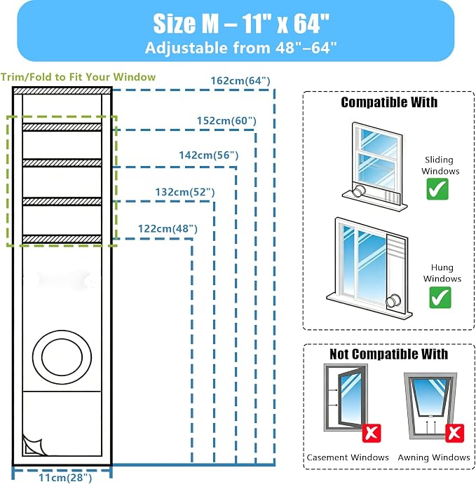 Window Seal Kit for Portable Air Conditioner Sliding Windows | Dual Hose - Image 6