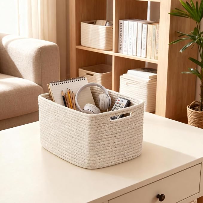 5 Pack Woven Storage Baskets, Decorative Storage Bins - Image 7