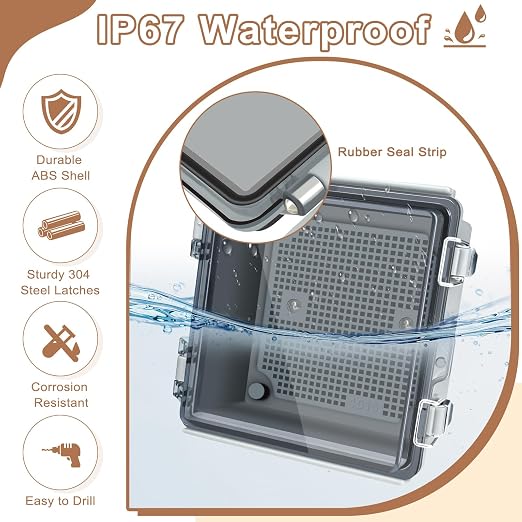 NineLeaf 6x6x4 Outdoor Electrical Box IP67 Weatherproof Junction Box, - Image 2