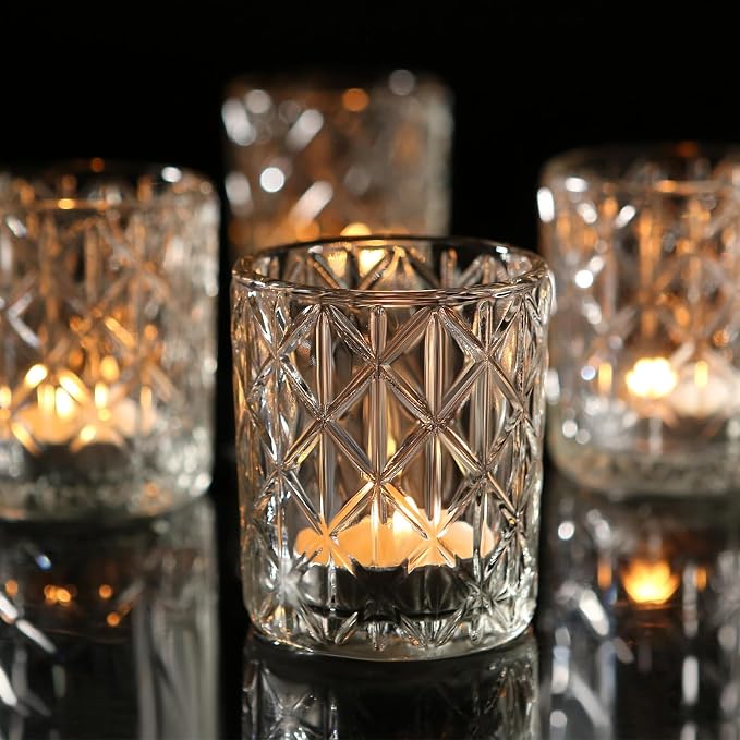 72 Pack Votive Candle Holders, Vintage Glass Clear Candle Holder by Uniteland