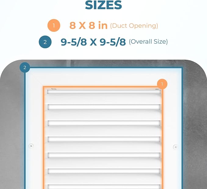 Aluminum 8 x 8 Inch Cold Air Return Vent Cover, Rustproof AC Transfer Grille - Image 3