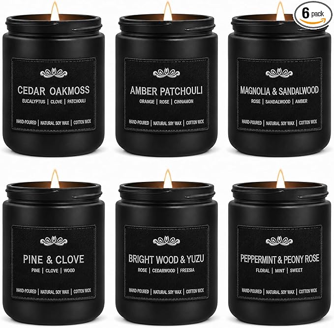 6 Pack Candles for Home Scented Aromatherapy Candles Gifts Set for Men by JXDLSQCandlesGiftsSets