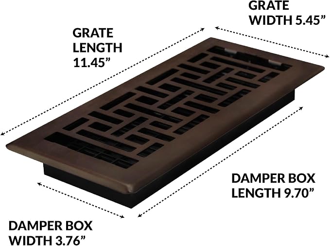 Decor Grates AJH410-RB Oriental Floor Register, 4x10 Inches, Rubbed Bronze - Image 6