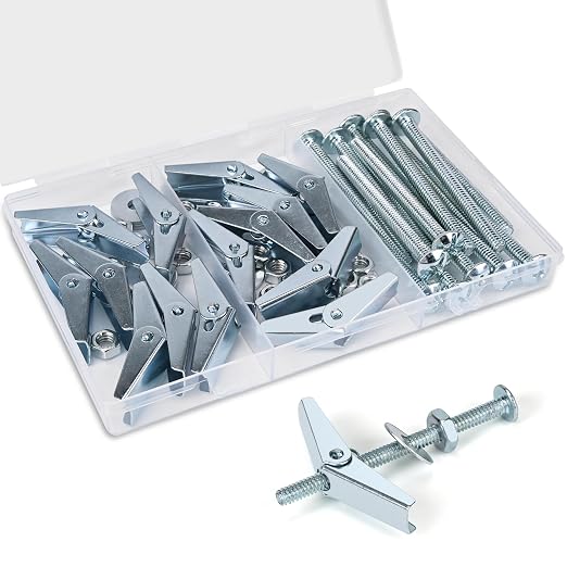 56pcs 1/4 Inch Heavy Duty Drywall Anchors, 14 Sets | Toggle Bolts and Wing Nuts by Aovchei