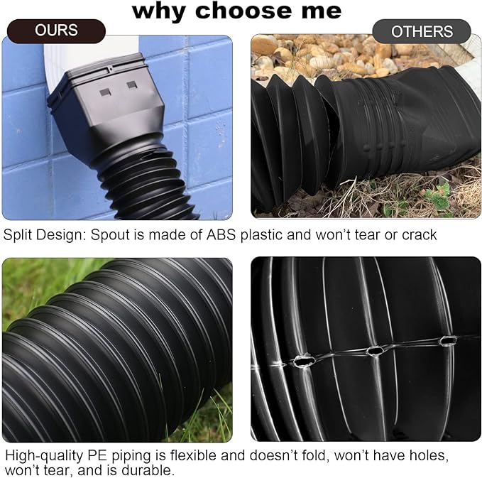 plusgutter 11.5ft Long Gutter Downspout Extensions Flexible, Down Spout Drain - Image 2