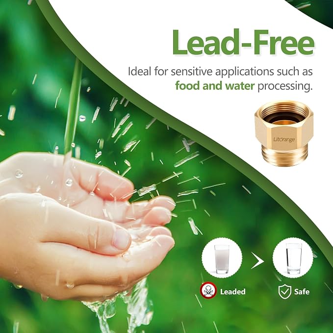 4 Pcs Lead-Free Hose Bib Adapter, 1-1/16" Fine Thread Female x 3/4 GHT Male | - Image 4