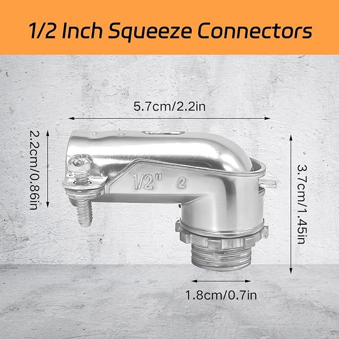 12 PCS 90° Squeeze Connectors AC/MC/Flex 90 Degree Elbow Cable Connector - Image 2