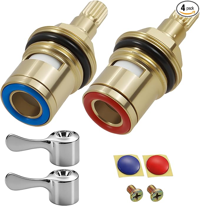 Brass Faucet Cartridge Replacement, 1/2 Inch 20-Spline Ceramic Disc Valve Quick by Unknown