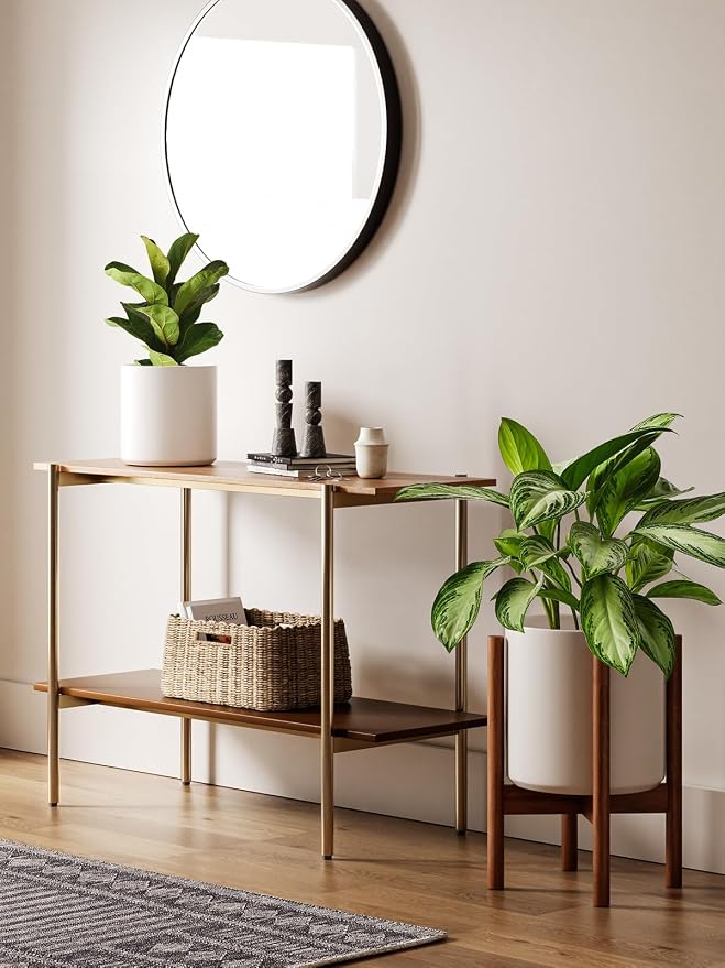 LE TAUCI Indoor Planter with Stand, 10 + 8 Inch, Ceramic Pot - Image 7