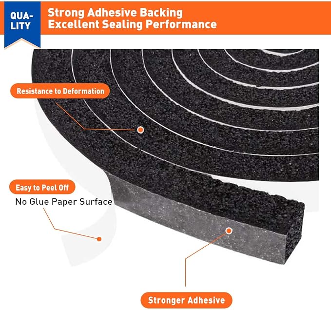 MAGZO Foam Weather Stripping Door Seal 1/2 Inch W x 1/2 Inch T x 13 FT | Foam - Image 3