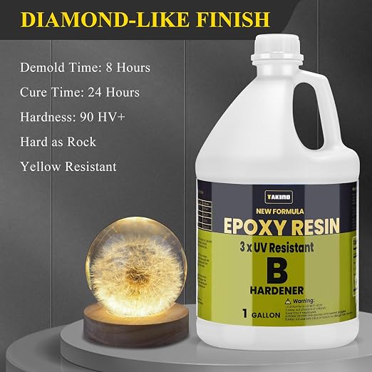 TAKIMO 2 Gal 3X UV Resistant Crystal Clear Epoxy Resin Kit, 1:1 High Gloss | - Image 3