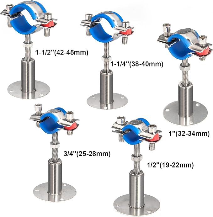 8PCS 304 Stainless Steel Wall Mount Ceiling Mount Pipe Supports, Suitable - Image 8