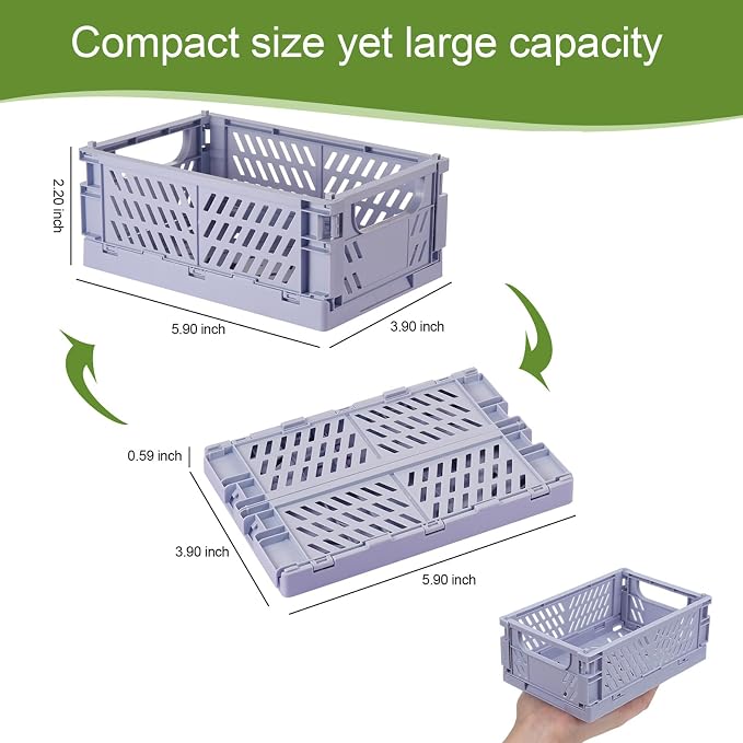 HUUSMOT 6-Pack Collapsible Small Plastic Storage Baskets, 5.9"x3.8"x2.2" | - Image 3