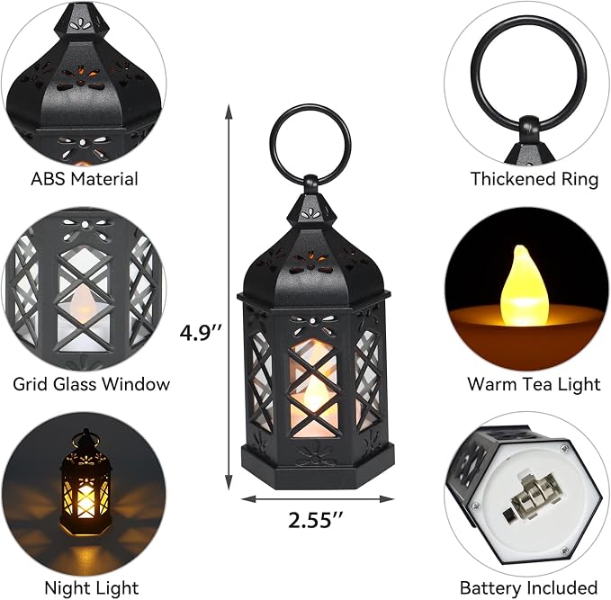12-Pack Mini Lanterns, Small Candle Lanterns Decorative, Ramadan Eid Decor - Image 6