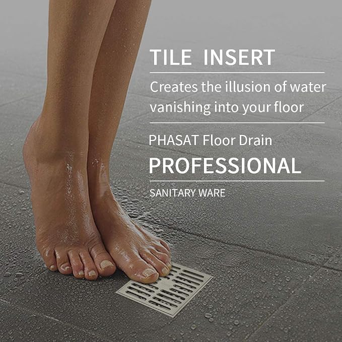 PHASAT Brass Floor Drain Contemporary 4 inches Square, - Image 5