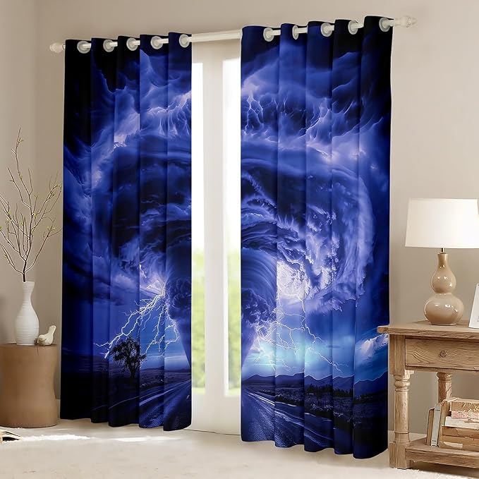 jejeloiu 3D Tornado Blackout Shades Window Treatments Natural Disaster Window - Image 2