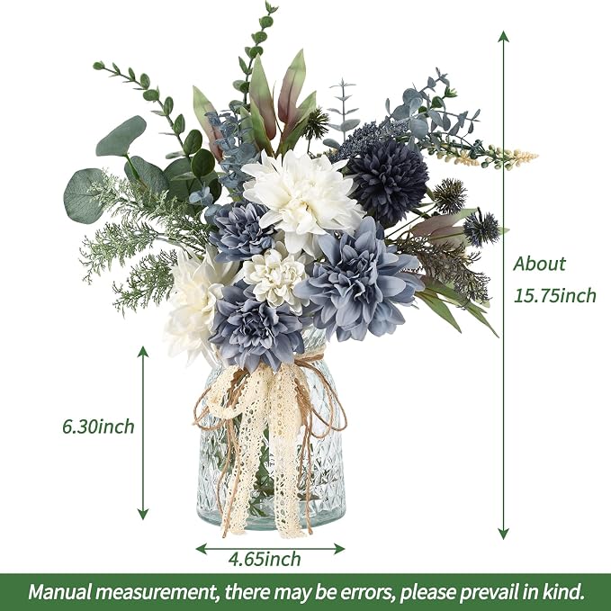 CEWOR Fake Flowers in Vase, Artificial Flowers Arrangement in Vase, Fake Floral - Image 3