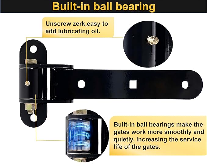 13” Heavy Duty Gate Hinges, 900 LBS Load Capacity, Thickened Solid Steel | - Image 4