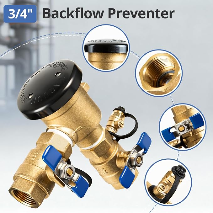 Brass Backflow Preventer Pressure Vacuum Breaker 3/4 Inch Irrigation | Vacuum - Image 3