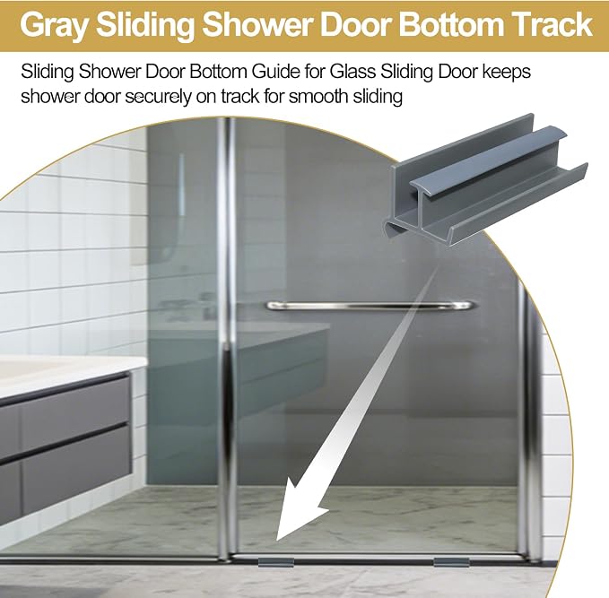 Gray Sliding Shower Door Bottom Guide - Image 6