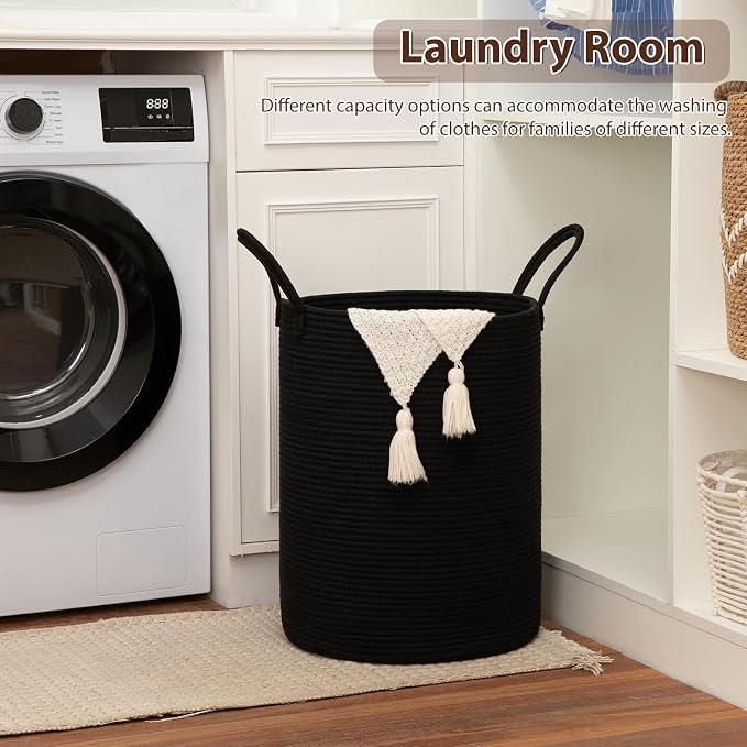 OIAHOMY 80L Nursery Hamper Laundry Basket Laundry Hamper Black | collapsible - Image 4