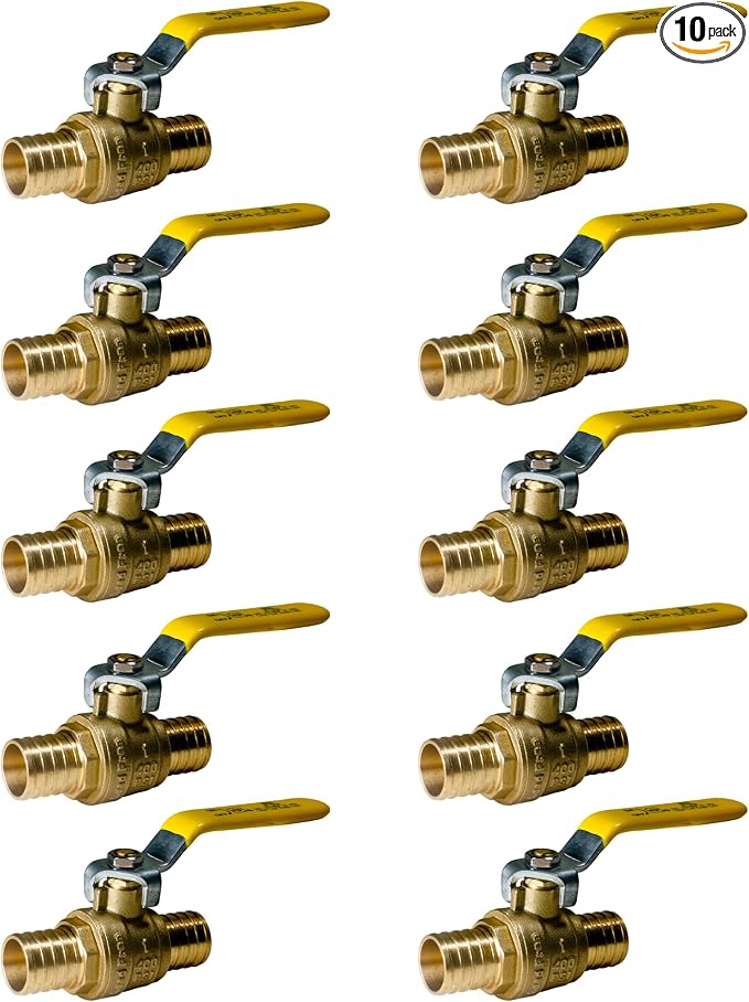 10 Pack XFITTING Pex Barb 1 Inch Ball Valve by XFITTING