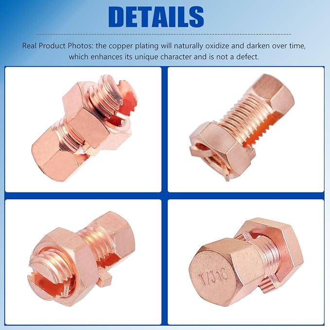 Split Bolt Connectors 16-Pack, Copper Grounding Clamps - Image 6
