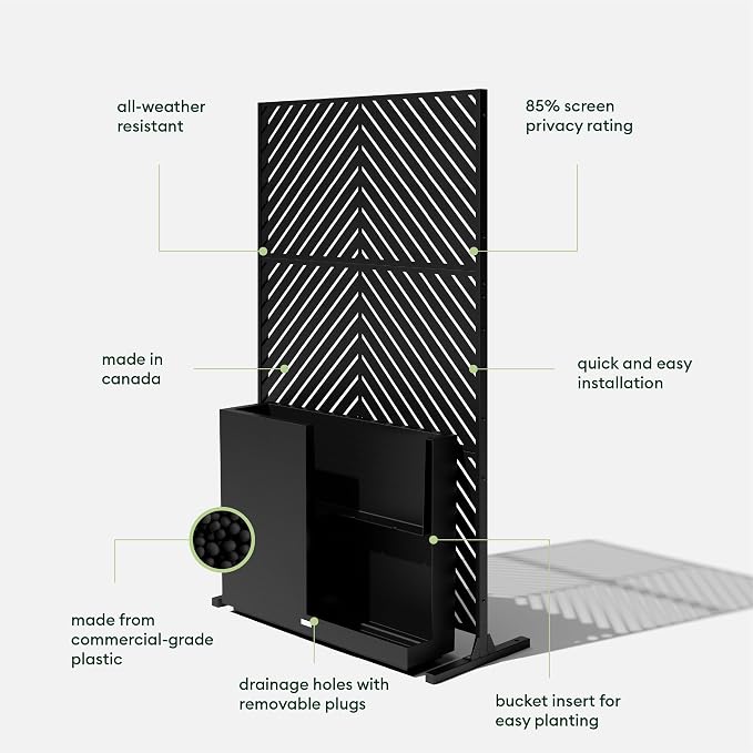 Veradek Block Series Span Planter + Arrow Privacy Screen Set, Balcony or Garden - Image 2