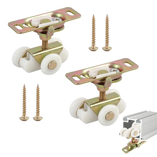2Pcs Gold 3/4" Sliding Pocket Door Rollers Assembly, Sliding Door Wheels by Unknown