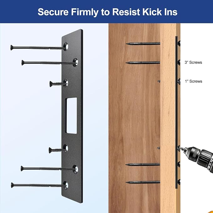 Extra Long Deadbolt Strike Plates 7", 2 Pack, Reinforced Striker | Enlarged - Image 5