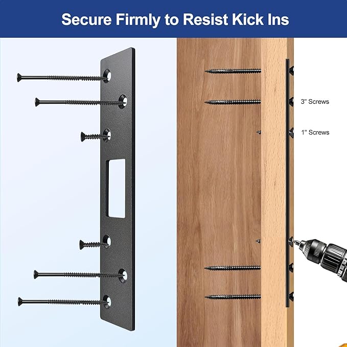 Extra Long Deadbolt Strike Plate 7", Heavy Duty Stainless Steel | Enlarged - Image 5