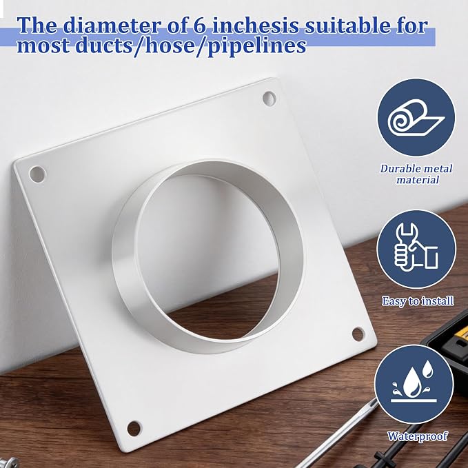 6 Inch Duct Flange, Galvanized Steel Square Duct Connector Flange, Dryer Vent - Image 6