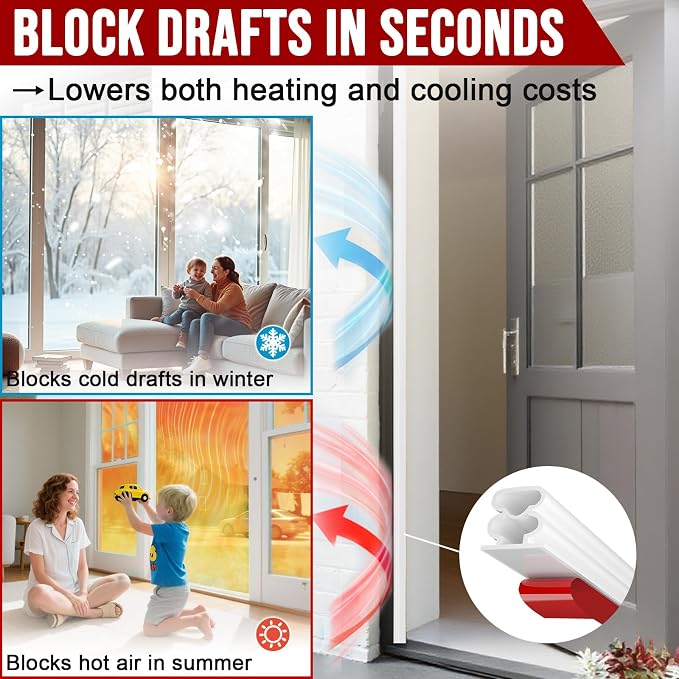alophoty Door Weather Stripping Door Seal Strip, 0.39"×0.39" | Self-Adhesive - Image 2