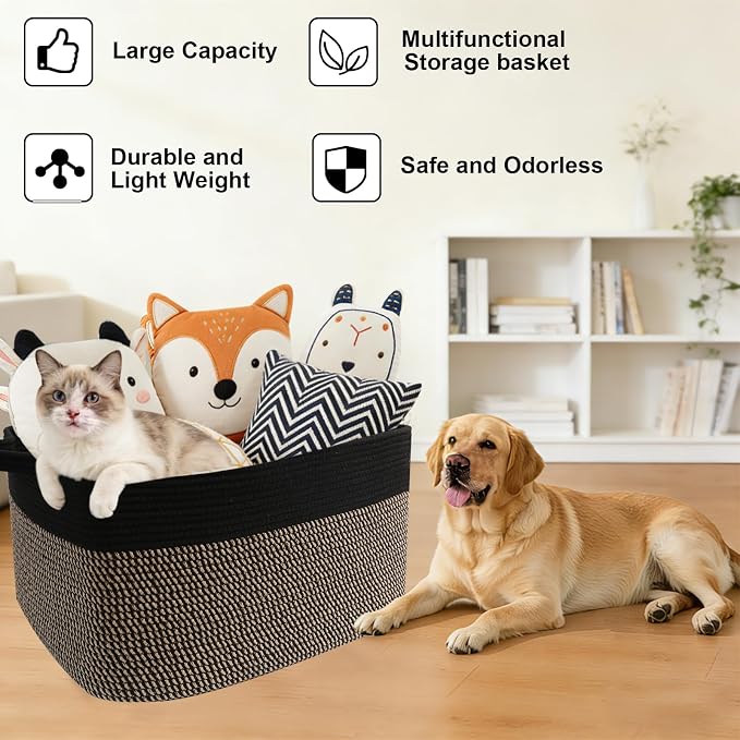 96L Laundry Basket with Handles, Extra Blanket Basket, Living Room - Image 9