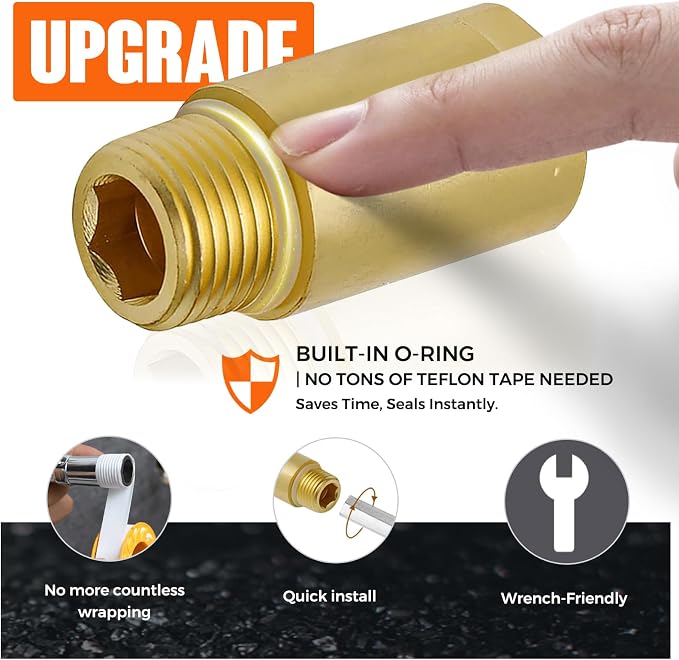 Upgrade Brass Pipe Plumbing Extender Adapter - Image 3
