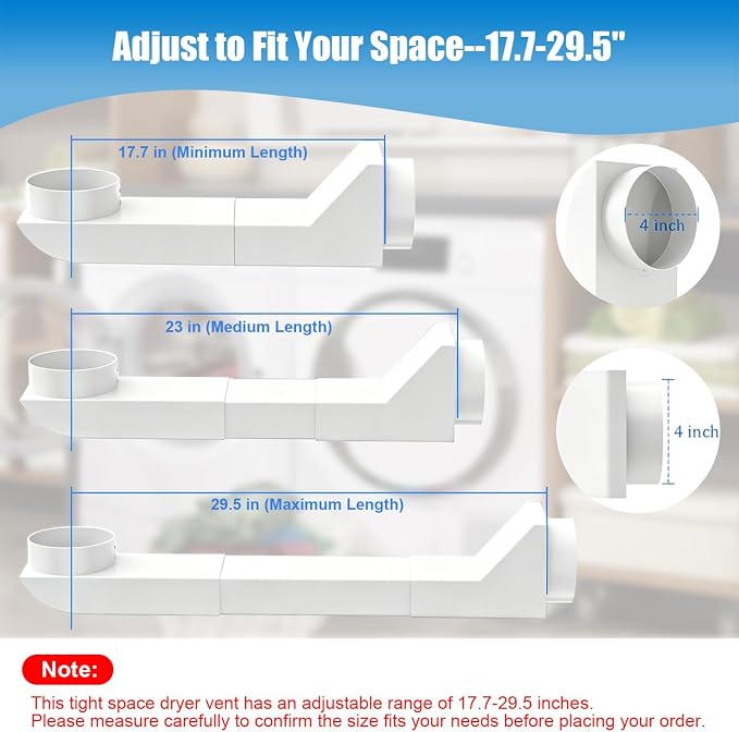 Upgraded UD48S 4 Inch Periscope Dryer Vent Kit, 17.7-29.5 Inch Adjustable - Image 2