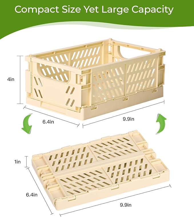 HUUSMOT 4-Pack Collapsible Plastic Storage Baskets, 9.8"x6.5"x3.8" | Pastel - Image 3