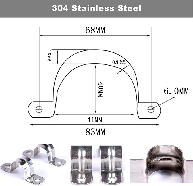 30 Pack M40 Stainless Steel Rigid Pipe Strap, Heavy Duty Pipe Fasten Holder - Image 3