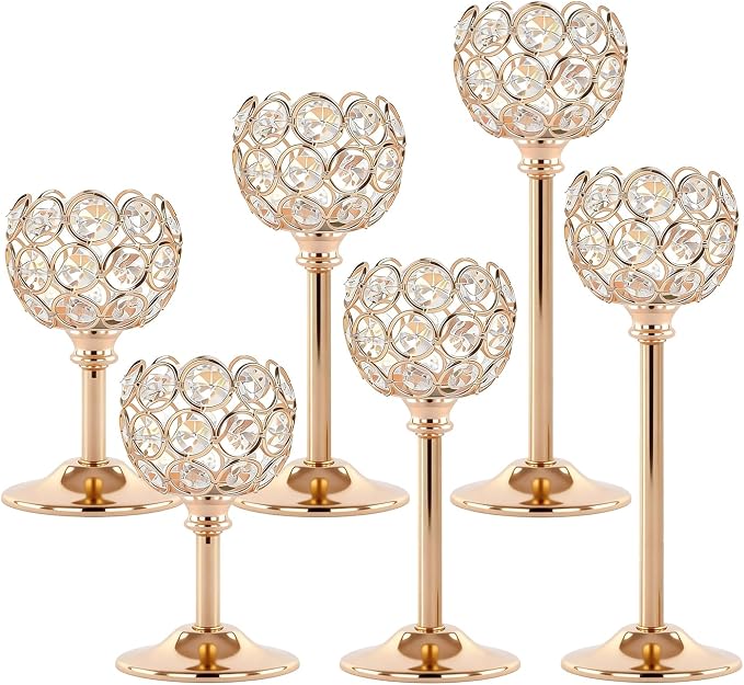 Gold Crystal Candle Holders Candlestick Holders by Unknown